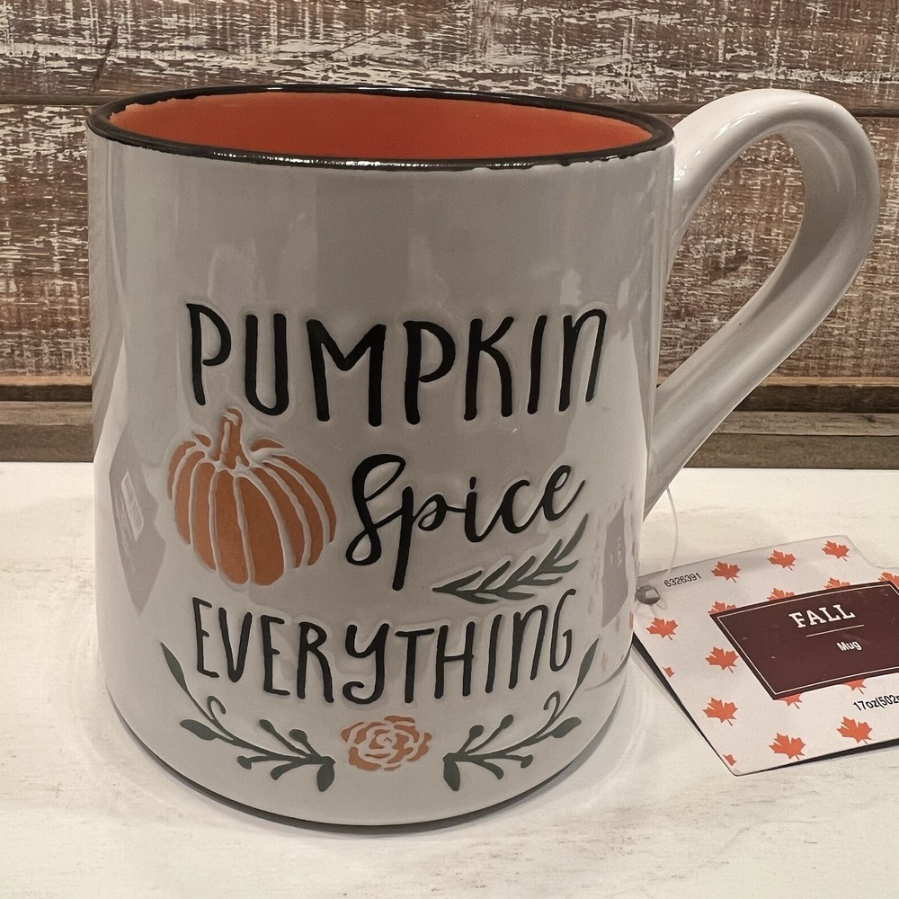 Hobby Lobby‎ 2 Mugs NWT Pumpkin Spice And Everything Nice Wide Dishwasher Safe
